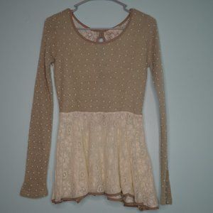 Altar'd State Camel and Cream Blouse